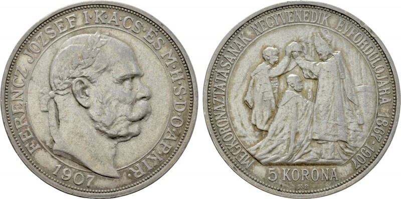 HUNGARY. Franz Joseph I (1848-1916). 5 Corona (1907). Kremnitz. 

Obv: FERENCZ...