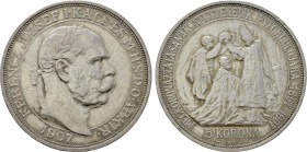 HUNGARY. Franz Joseph I (1848-1916). 5 Corona (1907). Kremnitz.