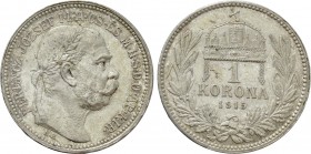 HUNGARY. Franz Josef I (1848-1916). 1 Corona (1915). Kremnitz.