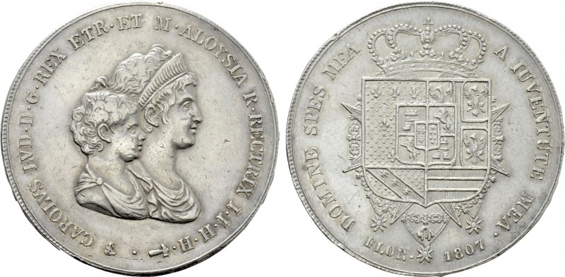 ITALY. Tuscany. Carlo Louis (1803-1807). AR 10 Lire (1807). Florence . 

Obv: ...