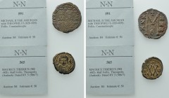 2 Byzantine Coins; Mauricius Tiberius and Michael II the Amorian.