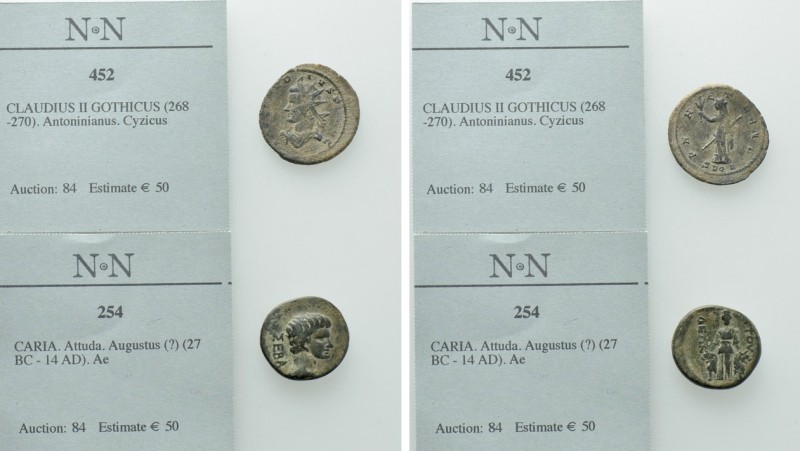 2 Roman Coins; Claudius Gothicus and Augustus. 

Obv: .
Rev: .

. 

Condi...