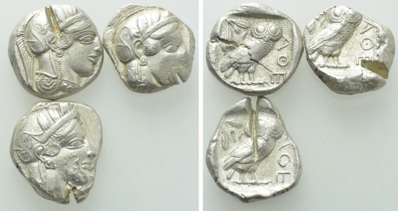3 Tetradrachms of Athens. 

Obv: .
Rev: .

. 

Condition: See picture.
...