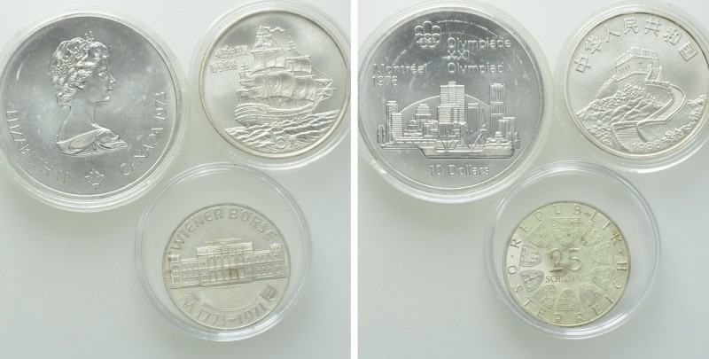 3 Modern Silver Coins, China, Canada etc. 

Obv: .
Rev: .

. 

Condition:...