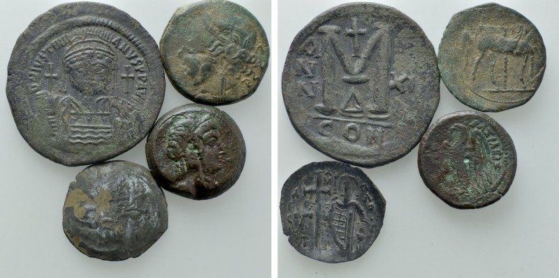 4 Greek and Byzantine Coins; Carthage, Justinian etc. 

Obv: .
Rev: .

. 
...