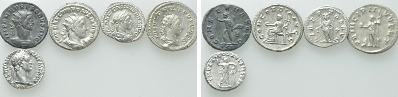 5 Roman Coins; Domitian, Volusian etc. 

Obv: .
Rev: .

. 

Condition: Se...