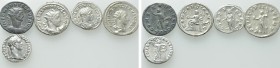 5 Roman Coins; Domitian, Volusian etc.