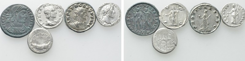 5 Roman Coins; Mark Antony, Probus etc. 

Obv: .
Rev: .

. 

Condition: S...