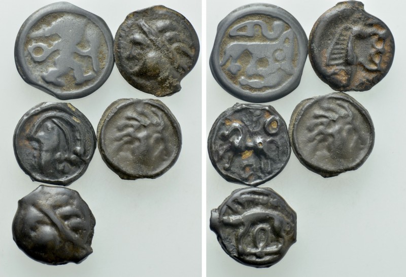 5 Celtic Potin Coins; Remi, Sequani etc. 

Obv: .
Rev: .

. 

Condition: ...