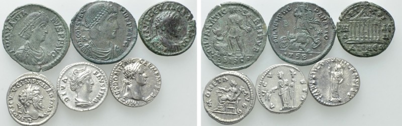 6 Roman Coins; Domitianus, Septimius Severus etc. 

Obv: .
Rev: .

. 

Co...