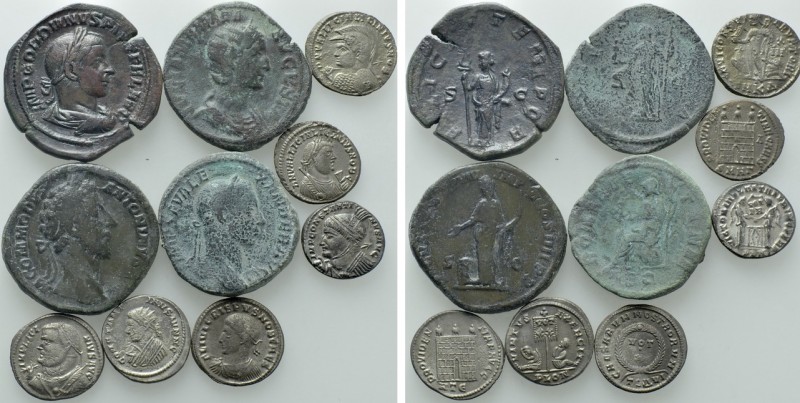 10 Roman Coins; Sestertii and Folles. 

Obv: .
Rev: .

. 

Condition: See...