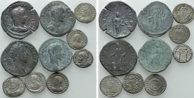 10 Roman Coins; Sestertii and Folles.