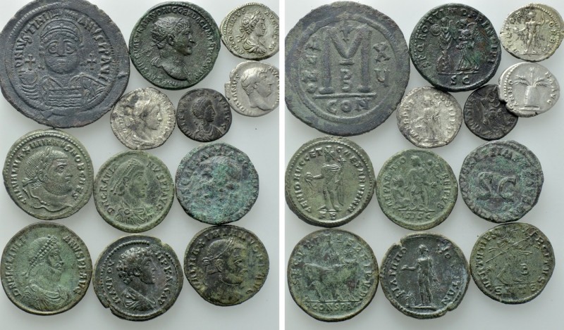 12 Roman and Byzantine Coins; Hadrian, Trajan etc. 

Obv: .
Rev: .

. 

C...