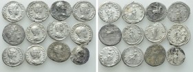 12 Roman Silver Coins; Aemilian, Plautilla etc.