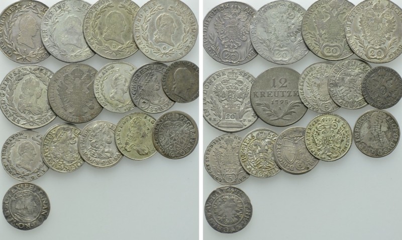 15 Coins of Austria; Francis II, Joseph II etc. 

Obv: .
Rev: .

. 

Cond...