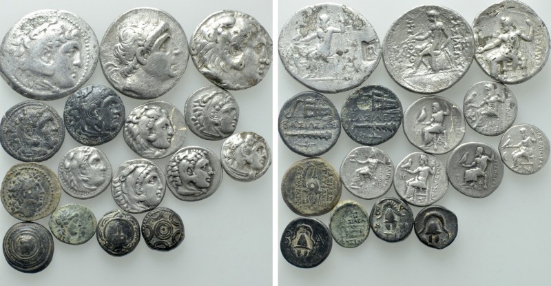 16 Greek Coins; Seleucid Empire and Kings of Macedon. 

Obv: .
Rev: .

. 
...