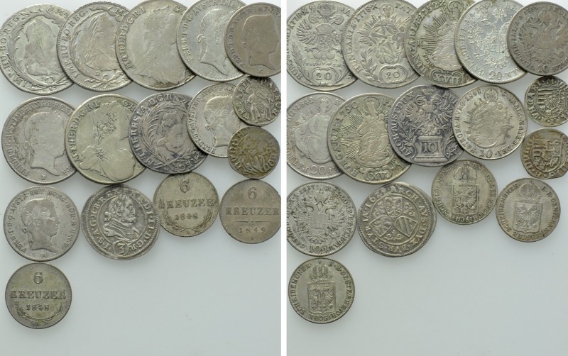 16 Coins of Austria and Hungary; Maria Theresa, Ferdinand I etc. 

Obv: .
Rev...