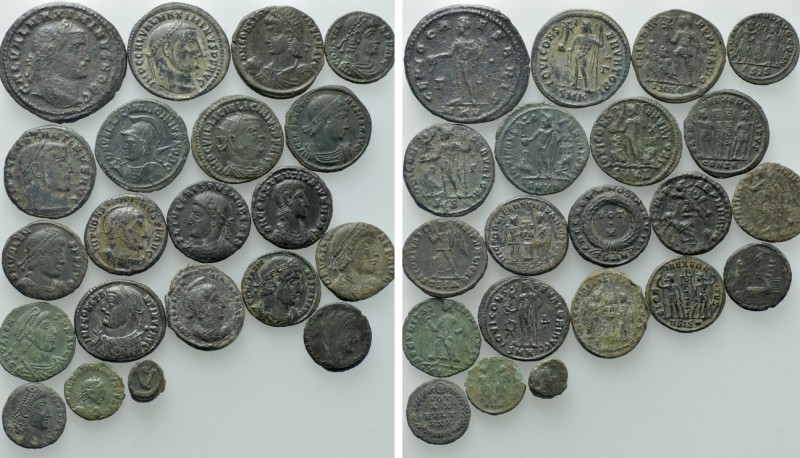 21 Late Roman Coins. 

Obv: .
Rev: .

. 

Condition: See picture.

Weig...