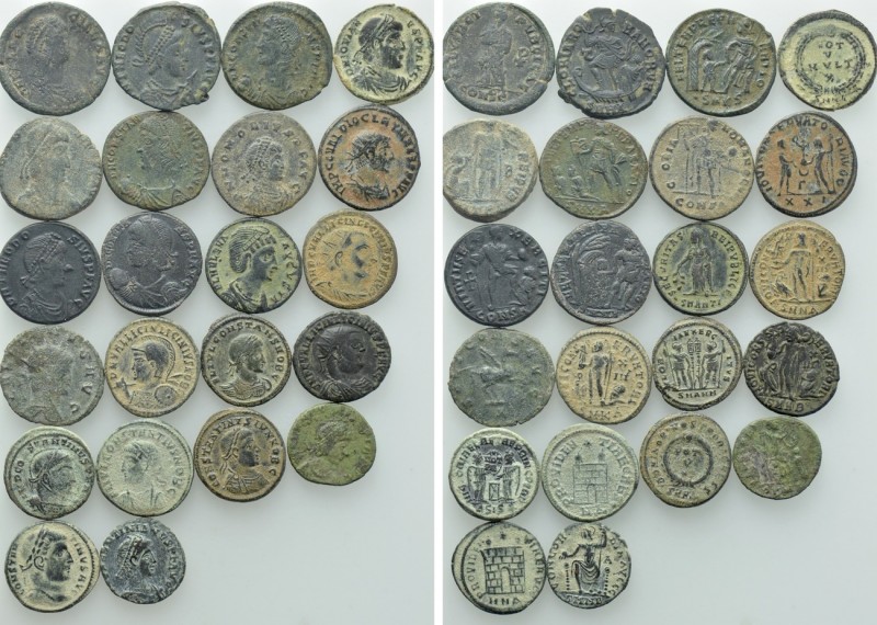 22 Late Roman Coins; Helena etc. 

Obv: .
Rev: .

. 

Condition: See pict...