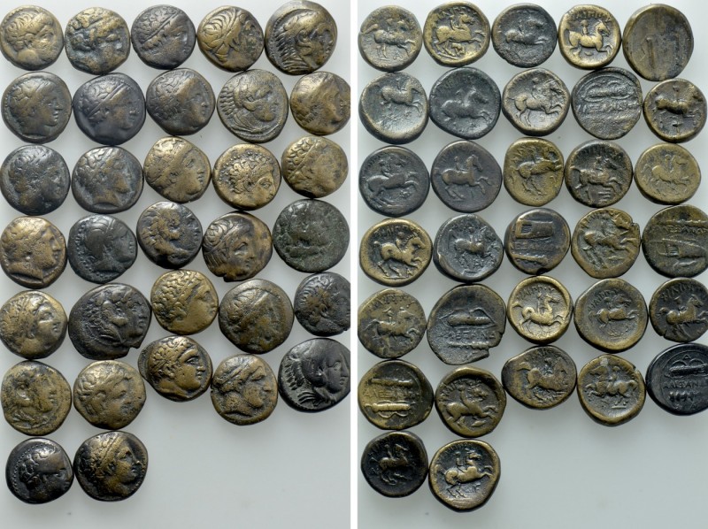 32 Bronze Coins of the Macedonian Kings; Alexander the Great and Philipp II. 
...