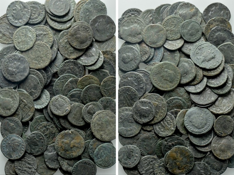 Circa 100 Roman Coins. 

Obv: .
Rev: .

. 

Condition: See picture.

We...