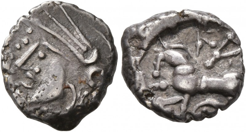 CELTIC, Central Gaul. Lingones. Circa 1st century BC. Quinarius (Silver, 12 mm, ...