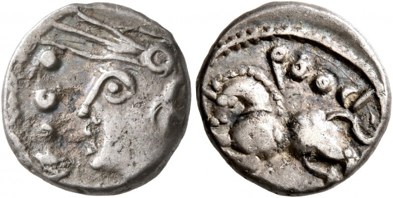CELTIC, Central Gaul. Sequani. Circa mid 1st century BC. Quinarius (Silver, 12 m...