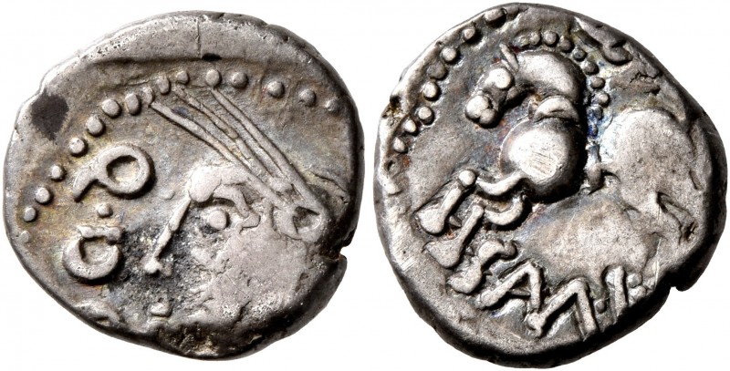 CELTIC, Central Gaul. Sequani. Mid 1st century BC. Quinarius (Silver, 12 mm, 1.9...