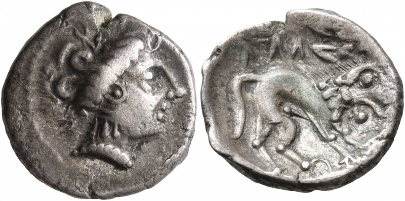 CELTIC, Southern Gaul. Insubres. Late 2nd-early 1st century BC. Drachm (Silver, ...