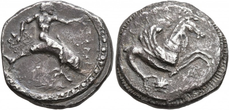 CALABRIA. Tarentum. Circa 490-480 BC. Didrachm or Nomos (Silver, 19 mm, 7.00 g, ...