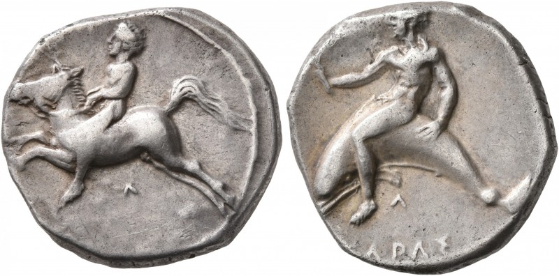 CALABRIA. Tarentum. Circa 405-400 BC. Didrachm or Nomos (Silver, 21 mm, 7.62 g, ...