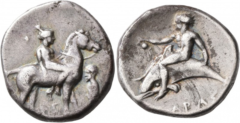 CALABRIA. Tarentum. Circa 365-355 BC. Didrachm or Nomos (Silver, 21 mm, 7.58 g, ...