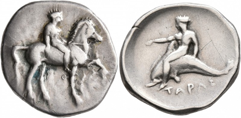 CALABRIA. Tarentum. Circa 365-355 BC. Didrachm or Nomos (Silver, 24 mm, 7.86 g, ...
