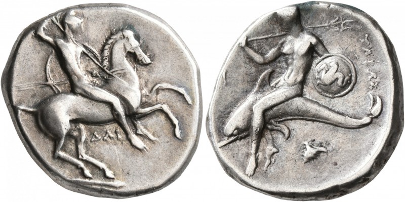 CALABRIA. Tarentum. Circa 302-290 BC. Didrachm or Nomos (Silver, 21 mm, 7.86 g, ...