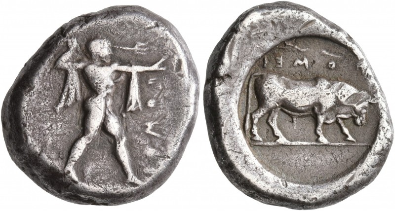 LUCANIA. Poseidonia. Circa 470-445 BC. Didrachm or Nomos (Silver, 19 mm, 7.89 g,...