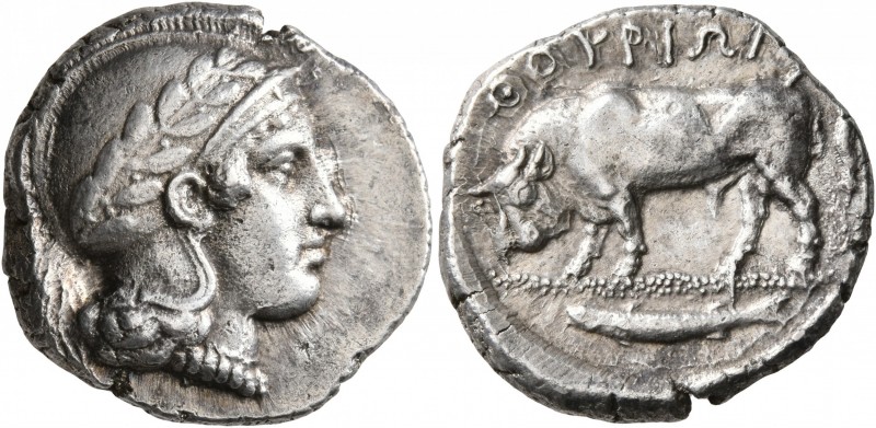LUCANIA. Thourioi. Circa 443-400 BC. Stater (Silver, 20 mm, 7.87 g, 6 h). Head o...