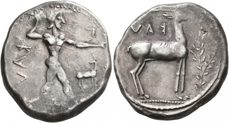 BRUTTIUM. Kaulonia. Circa 475-425 BC. Didrachm or Nomos (Silver, 22 mm, 7.95 g, ...