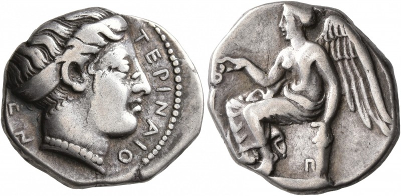 BRUTTIUM. Terina. Circa 420-400 BC. Didrachm or Nomos (Silver, 20 mm, 7.64 g, 5 ...