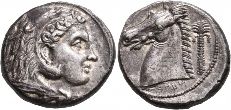 SICILY. Entella (?). Punic issues, circa 300-289 BC. Tetradrachm (Silver, 25 mm,...