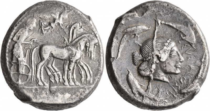 SICILY. Syracuse. Deinomenid Tyranny, 485-466 BC. Tetradrachm (Silver, 25 mm, 16...