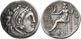 KINGS OF THRACE. Lysimachos, 305-281 BC. Drachm (Silver, 18 mm, 4.20 g, 12 h), in the types of Alexander, Teos, circa 301-297. Head of Herakles to rig...