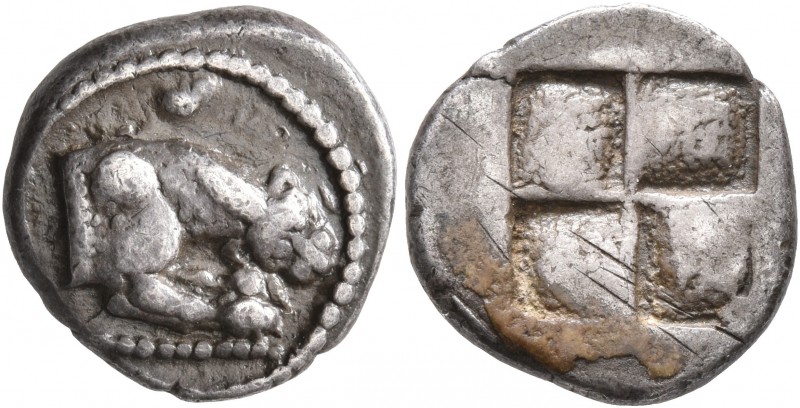 MACEDON. Akanthos. Circa 480-470 BC. Tetrobol (Silver, 14 mm, 2.64 g). Forepart ...