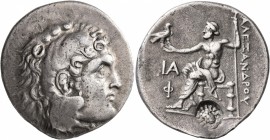 KINGS OF MACEDON. Alexander III ‘the Great’, 336-323 BC. Tetradrachm (Silver, 32 mm, 16.62 g, 1 h), Phaselis, CY 11 = 208/7 BC. Head of Herakles to ri...