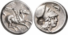 ILLYRIA. Dyrrhachion. Circa 344-300 BC. Stater (Silver, 21 mm, 8.62 g, 4 h). Δ Pegasus flying right. Rev. Head of Athena to right, wearing Corinthian ...
