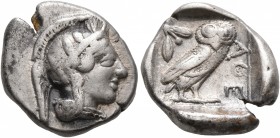 ATTICA. Athens. Circa 430s-420s BC. Drachm (Silver, 16 mm, 4.25 g, 9 h). Head of Athena to right, wearing crested Attic helmet decorated with three ol...