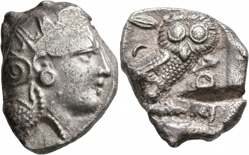 ATTICA. Athens. Circa 393-355 BC. Tetradrachm (Silver, 26 mm, 16.81 g, 8 h). Hea...