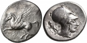 CORINTHIA. Corinth. Circa 400-375 BC. Stater (Silver, 22 mm, 8.33 g, 2 h). Ϙ Pegasus flying left. Rev. Head of Athena to right, wearing Corinthian hel...