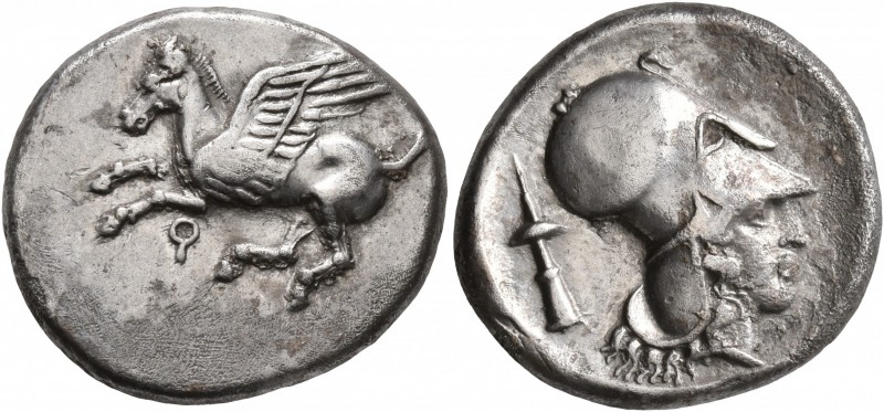 CORINTHIA. Corinth. Circa 400-375 BC. Stater (Silver, 21 mm, 8.38 g, 1 h). Ϙ Peg...