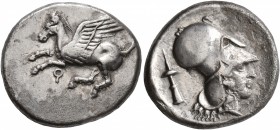 CORINTHIA. Corinth. Circa 400-375 BC. Stater (Silver, 21 mm, 8.38 g, 1 h). Ϙ Pegasus flying left. Rev. Head of Athena to right, wearing Corinthian hel...