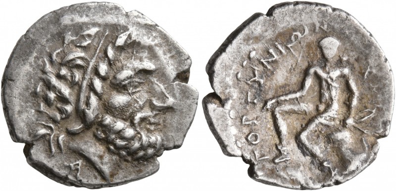 CRETE. Gortyna. Circa 98/6-94 BC. Drachm (Silver, 18 mm, 3.25 g, 1 h). Diademed ...